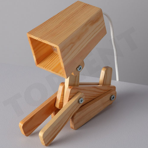 Éclairage de table en bois en forme de chien