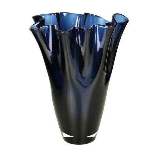 vase verre ondule bleu 1