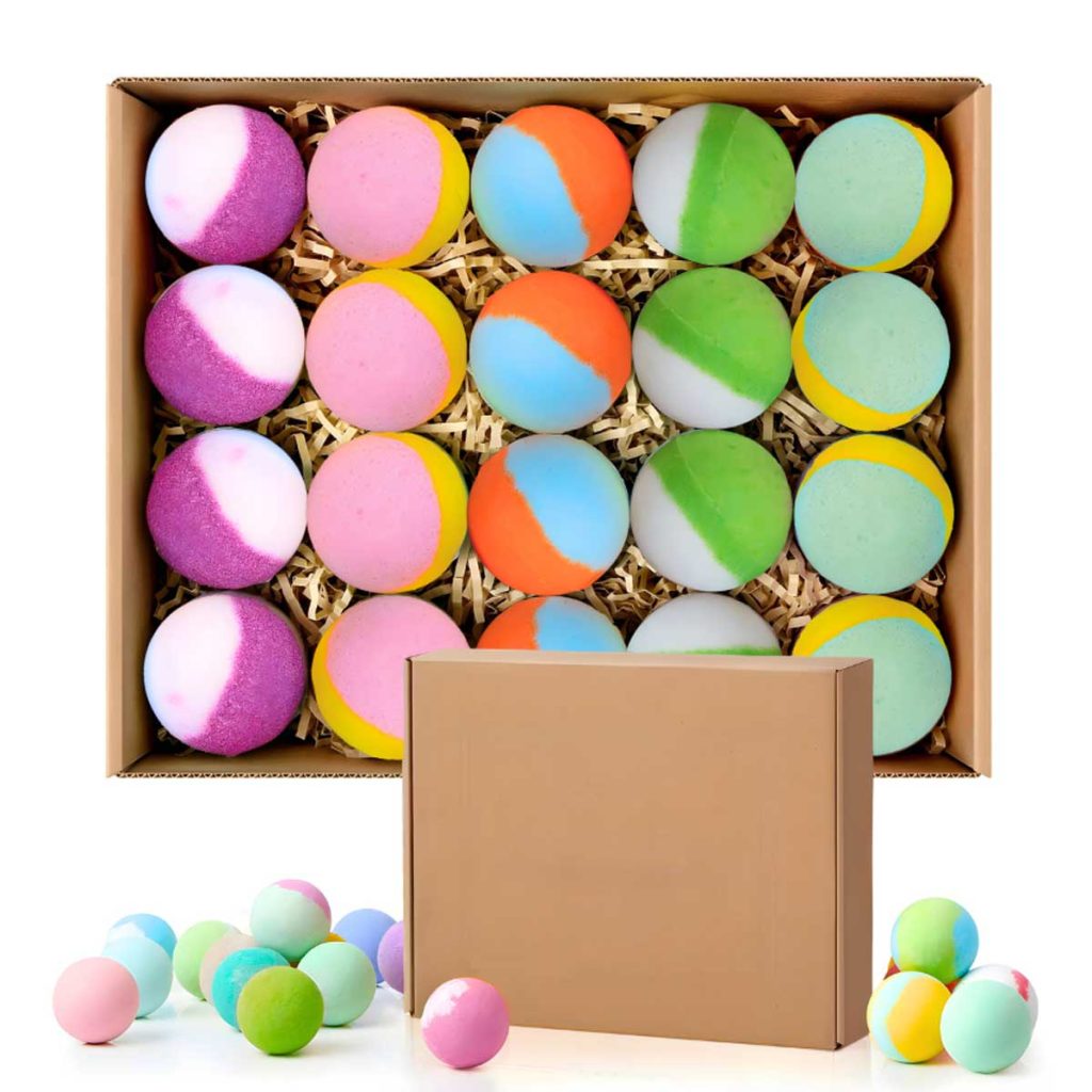 Coffret Bombes de Bain Moussants 20 Boules 5 Parfums Éclatant