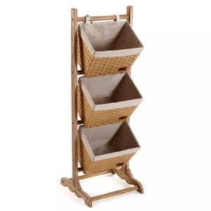 meuble de salle de bain 3 paniers couleur Brun